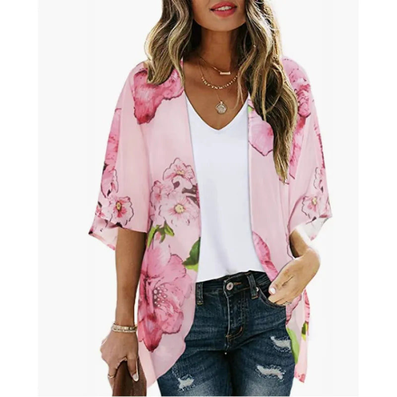 Chiffon Floral Beach Cover Up Lightweight, Flowy & Perfect for Holiday Getaways