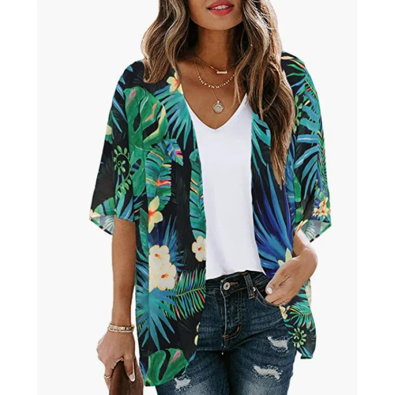 Chiffon Floral Beach Cover Up Lightweight, Flowy & Perfect for Holiday Getaways