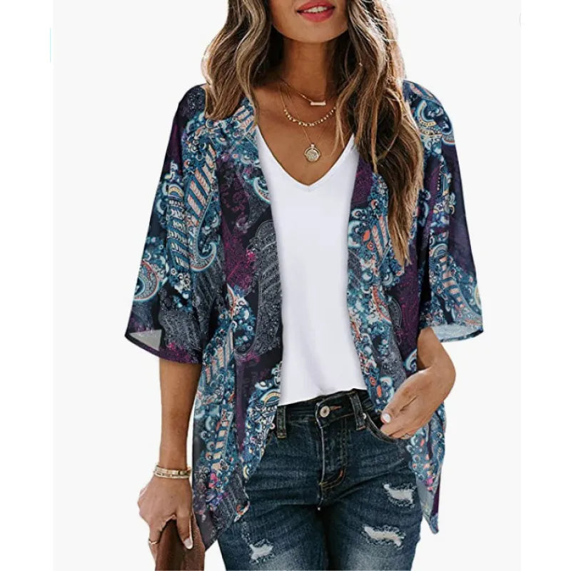 Chiffon Floral Beach Cover Up Lightweight, Flowy & Perfect for Holiday Getaways