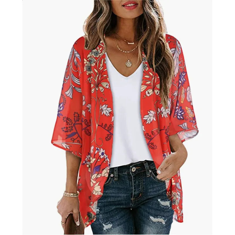 Chiffon Floral Beach Cover Up Lightweight, Flowy & Perfect for Holiday Getaways