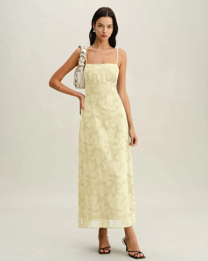 LIORA – JACQUARD SLIP BACKLESS MAXI DRESS
