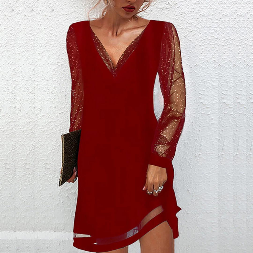 AvaBella – Elegant V-Neck Dress