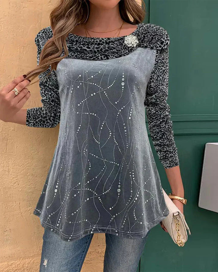 Leopard Print Long Sleeve Top – Lightweight Statement Blouse for Casual & Smart Styling