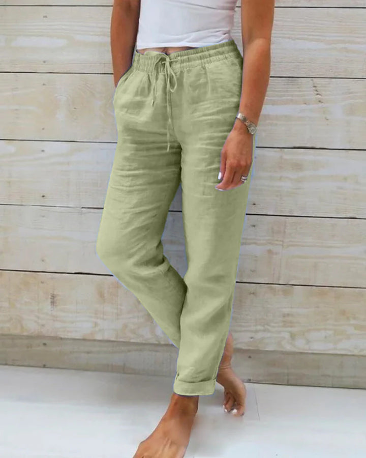 Cotton Linen Tailored Trousers – Luxe Lightweight Pants for Elegant Work & Summer Styling