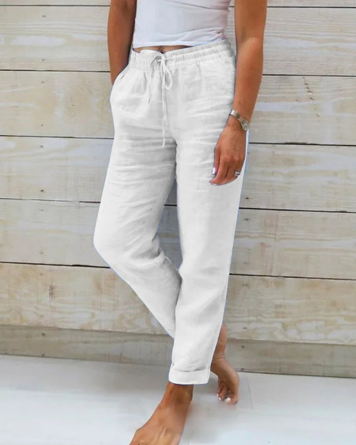 Cotton Linen Tailored Trousers – Luxe Lightweight Pants for Elegant Work & Summer Styling