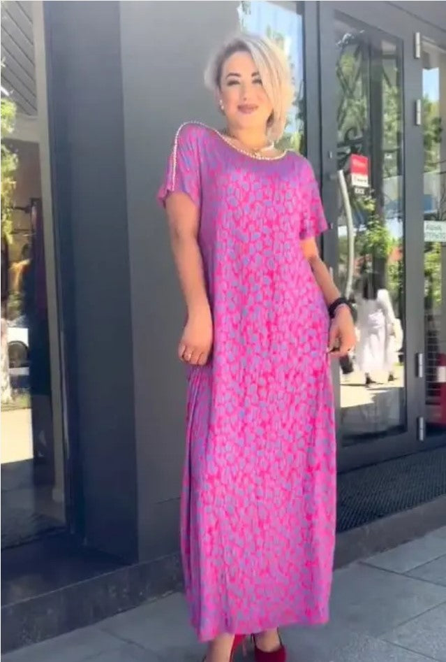 Raven - Spring Chic Printed Maxi Dress with Pockets