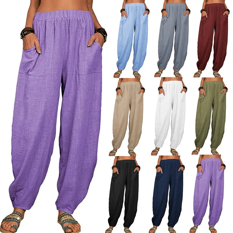Women’s Casual Harem Pants – Lightweight Summer Fit with Pockets