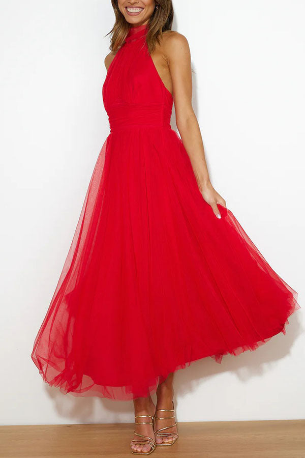 Pearlina - Sleek Mesh High Neck Dress