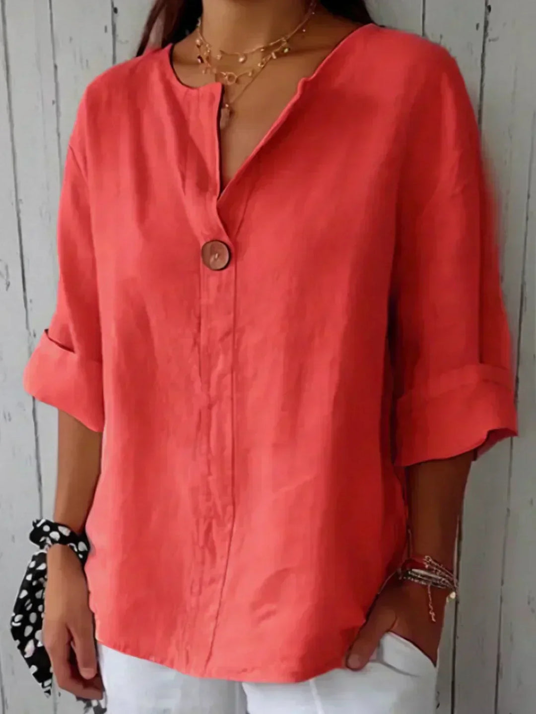 Aria - Casual Short Sleeve V-Neck Blouse