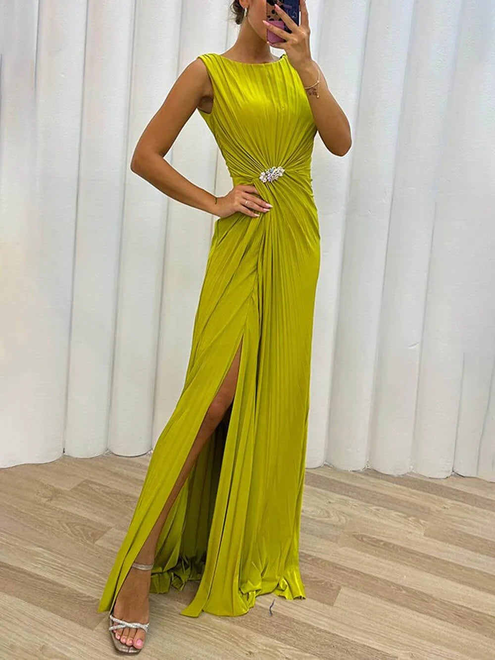 Serena | Pleated Maxi Evening Dress