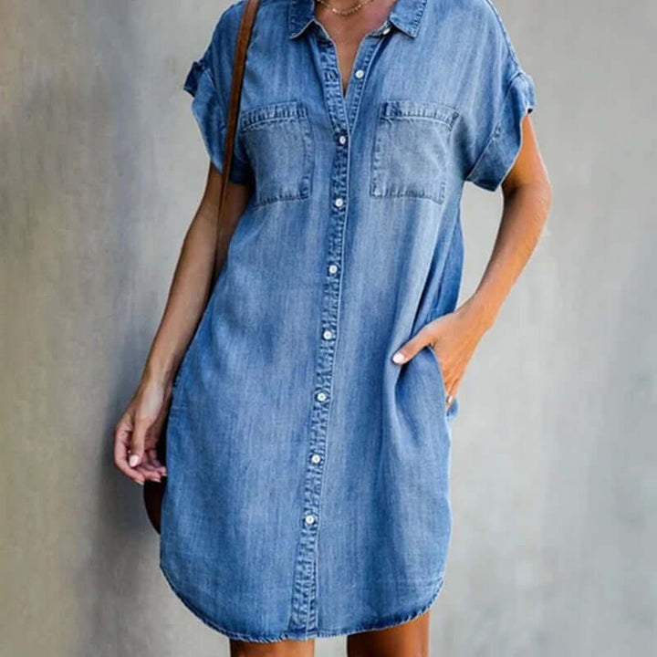 Relaxed Button-Up Shirt Dress – Lightweight Everyday Midi Dress for Effortless Casual Styling