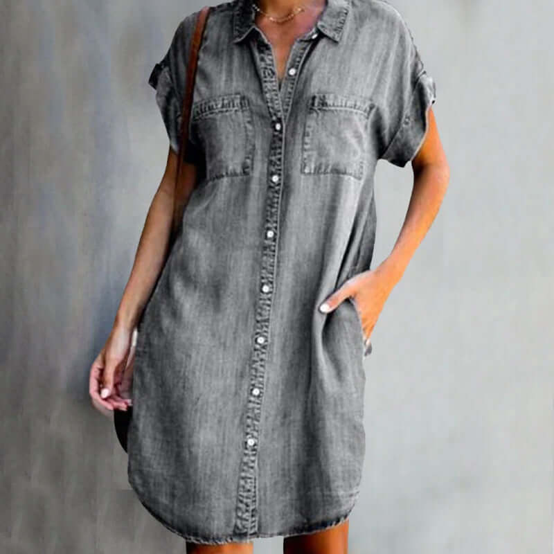 Relaxed Button-Up Shirt Dress – Lightweight Everyday Midi Dress for Effortless Casual Styling