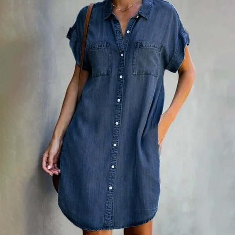 Relaxed Button-Up Shirt Dress – Lightweight Everyday Midi Dress for Effortless Casual Styling
