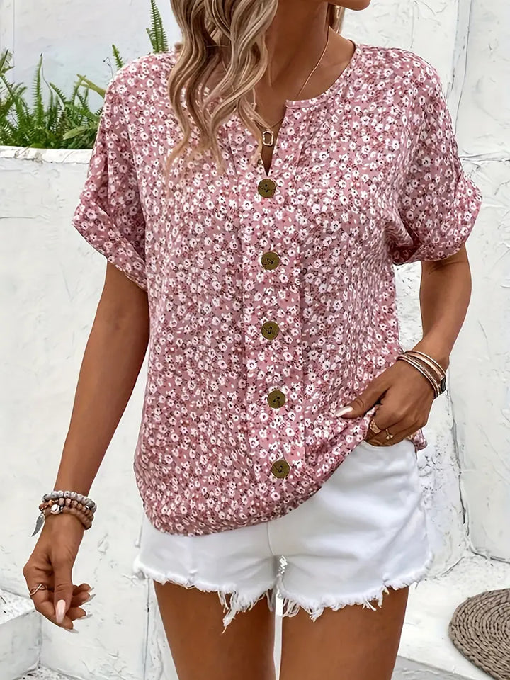 Chic Floral Print Blouse – Lightweight Elegant Top for Everyday & Smart Casual Styling