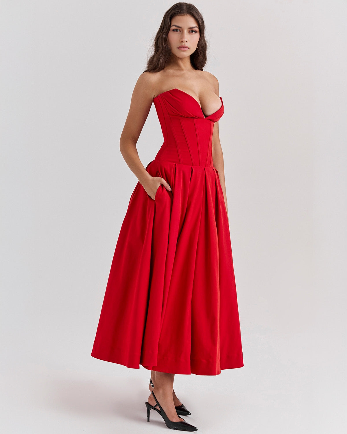 Elegant Amalfi Midi-Kleid für stilvollen Auftritt