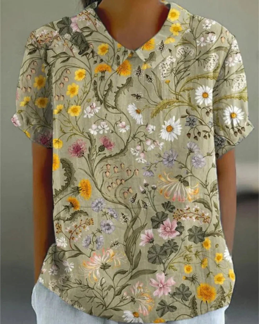 Retro Floral Cotton Linen Shirt – Lightweight Breathable Button-Up for Casual Everyday Style