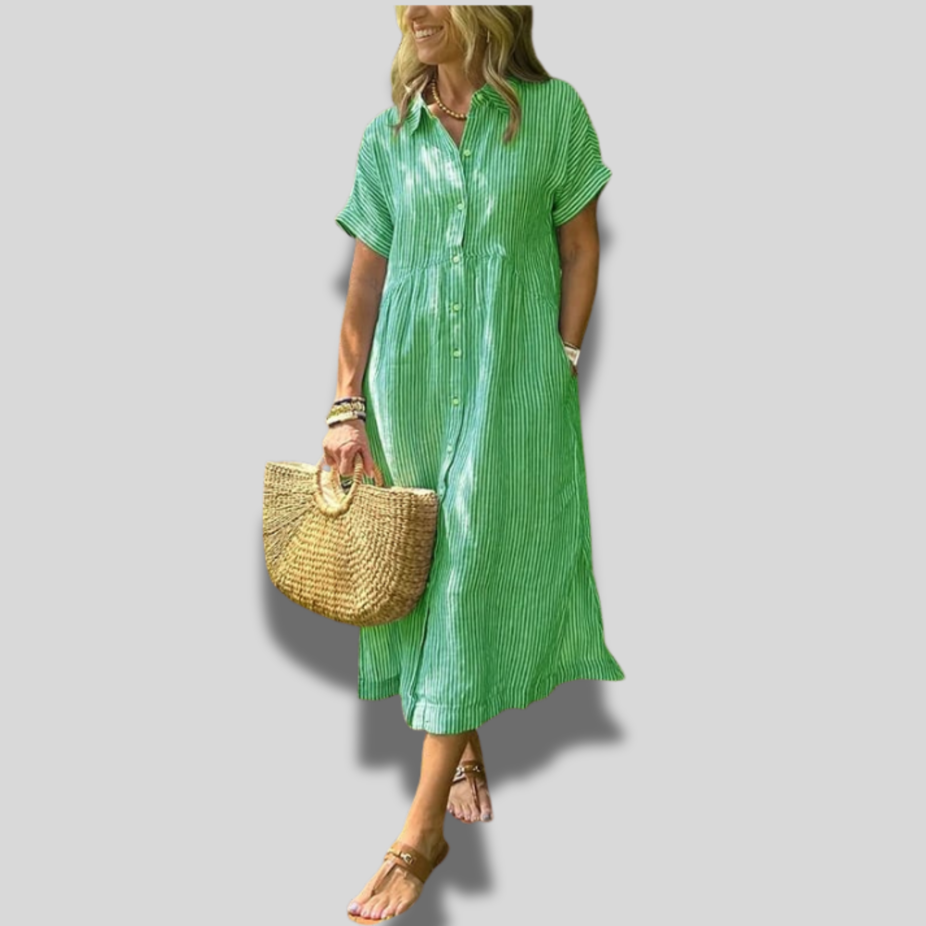 Esaline | Casual Striped Midi Dress