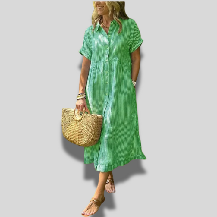 Esaline | Casual Striped Midi Dress