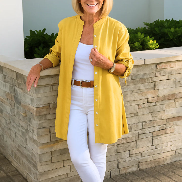 Bow Sleeve Elegant Blouse – Lightweight Button-Up Shirt for Refined Everyday & Work Styling