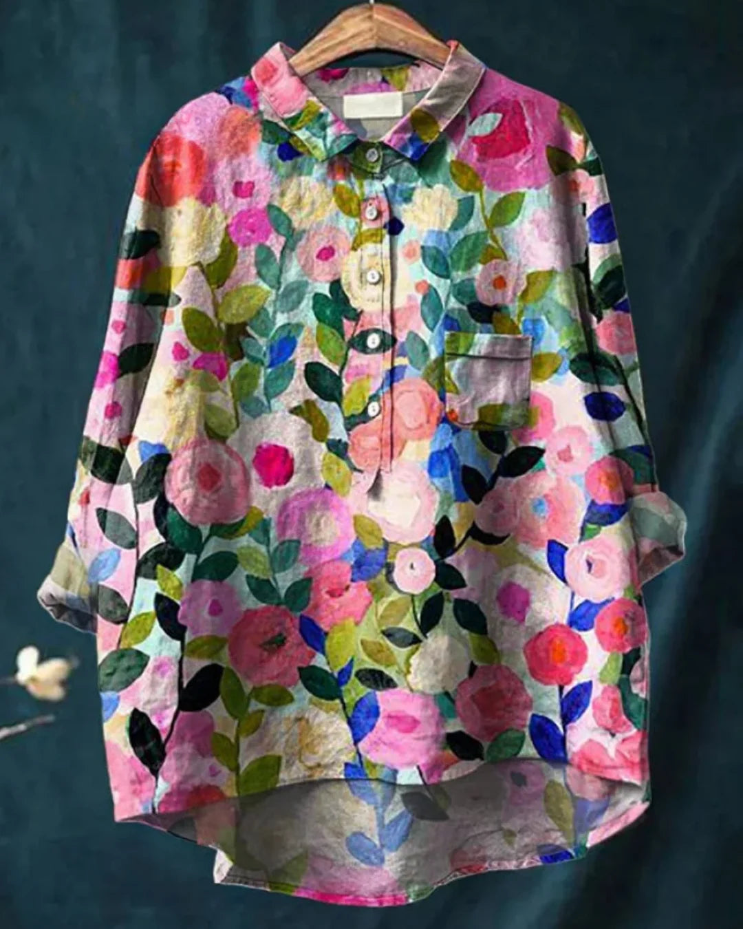 Floral Button-Down Shirt – Lightweight Elegant Top for Casual & Smart Everyday Styling