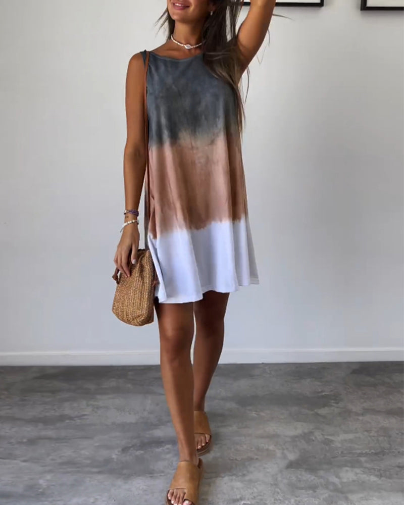 Josie - Gradient Tie Dye Print Mini Dress