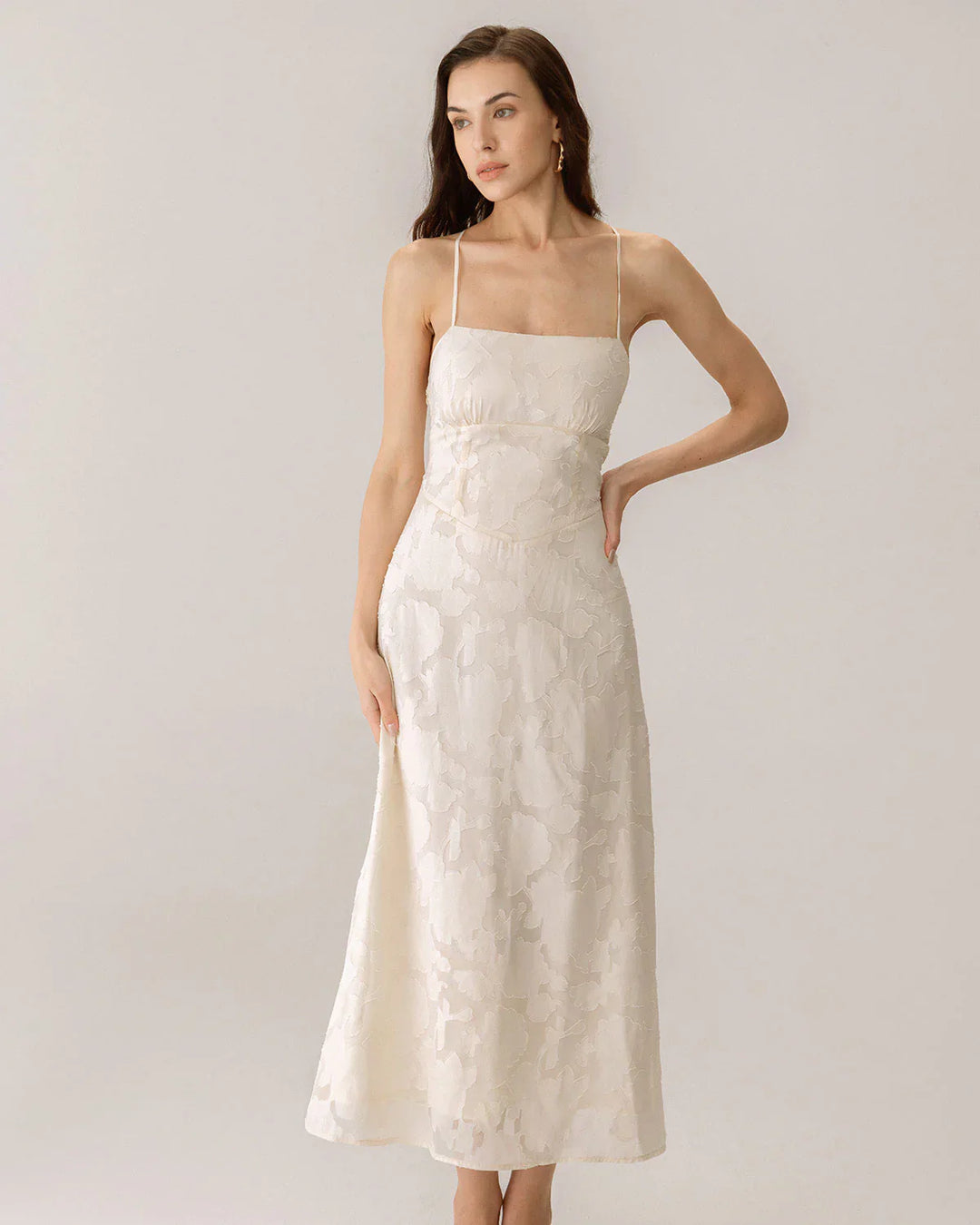 LIORA – JACQUARD SLIP BACKLESS MAXI DRESS