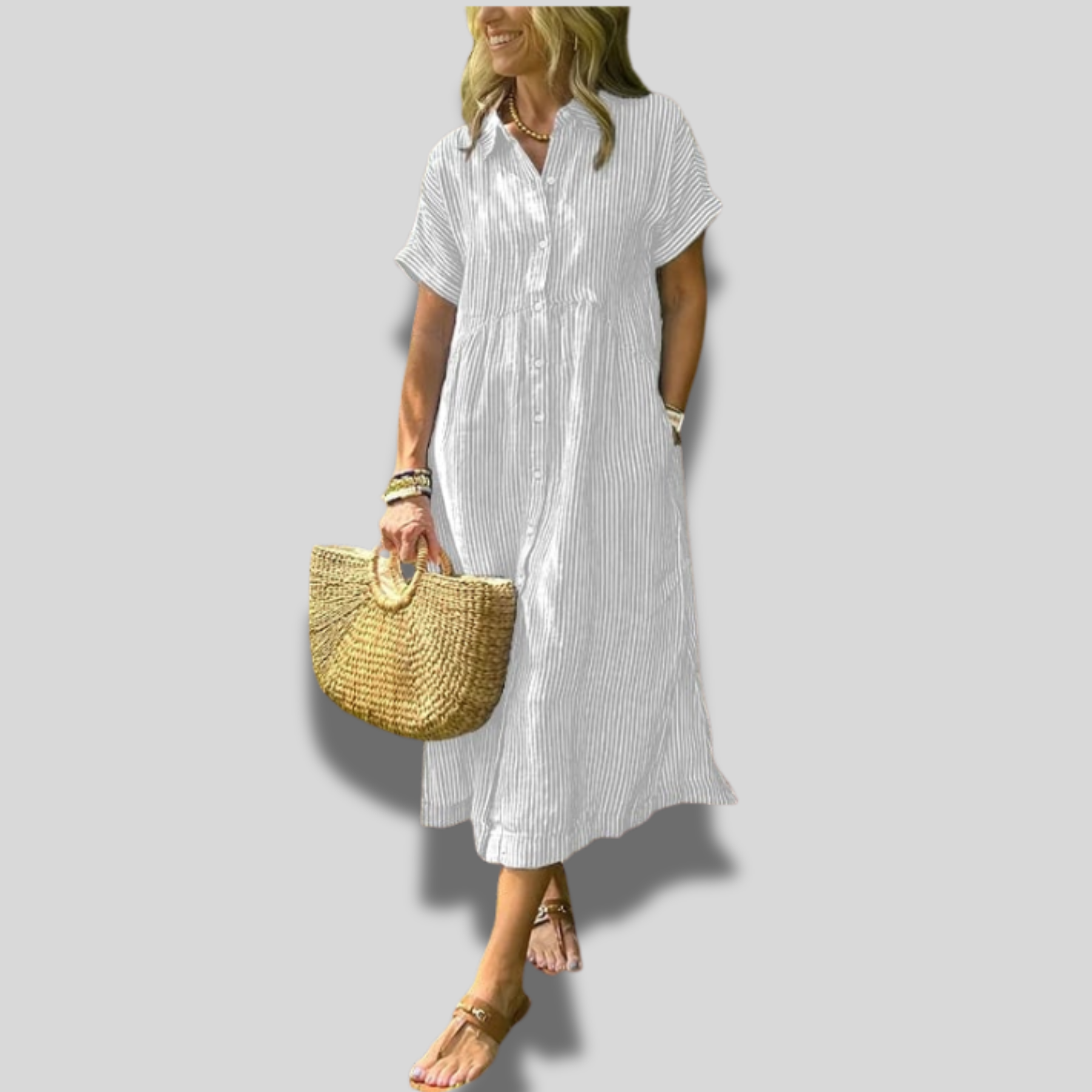 Esaline | Casual Striped Midi Dress