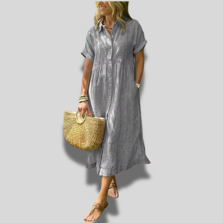 Esaline | Casual Striped Midi Dress