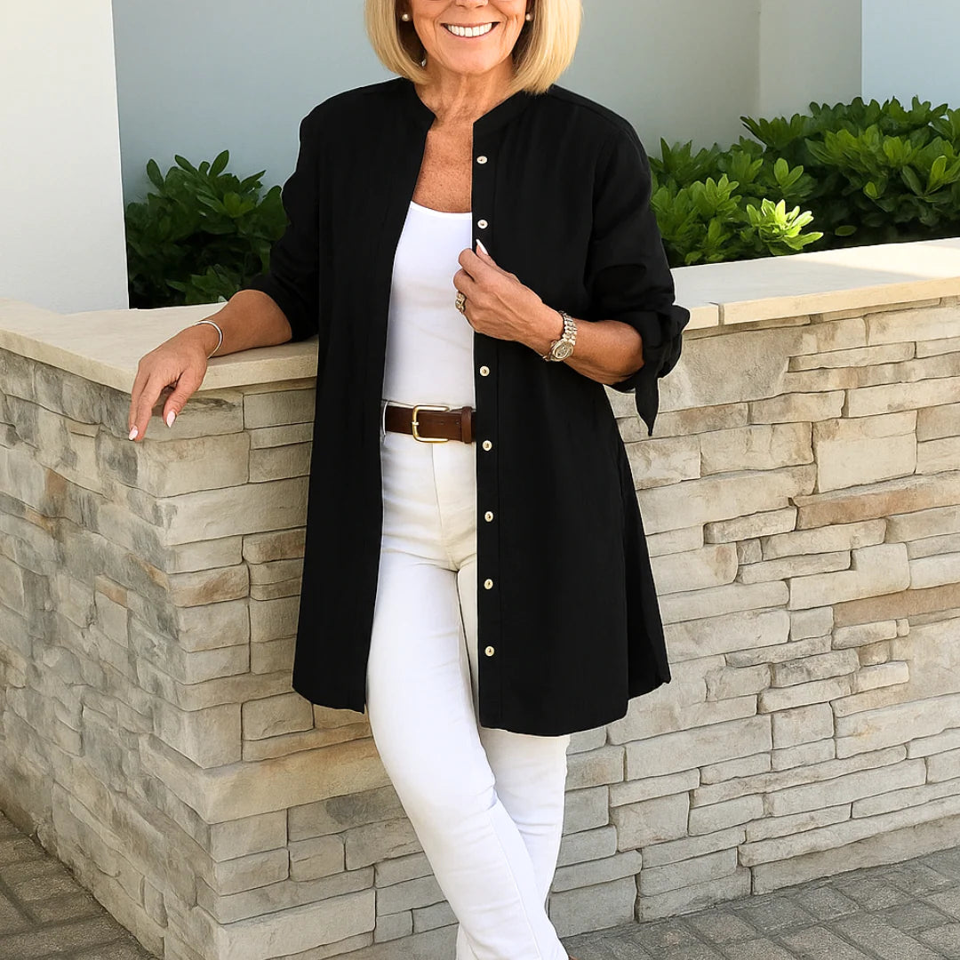 Bow Sleeve Elegant Blouse – Lightweight Button-Up Shirt for Refined Everyday & Work Styling