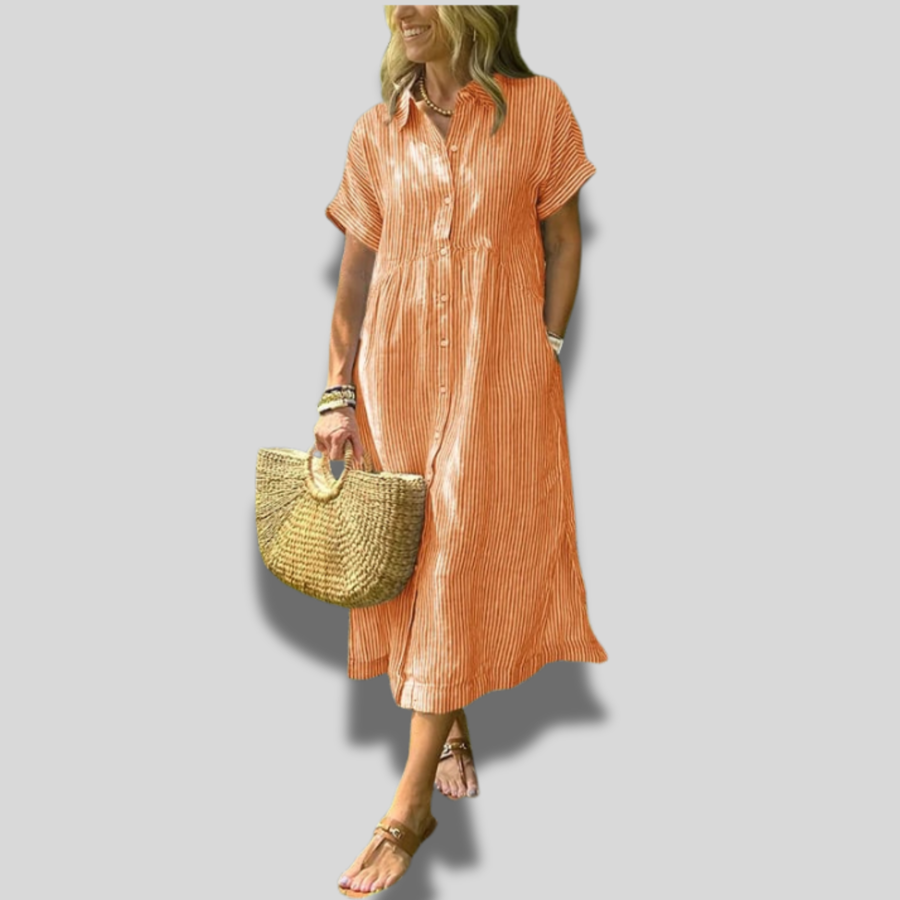 Esaline | Casual Striped Midi Dress