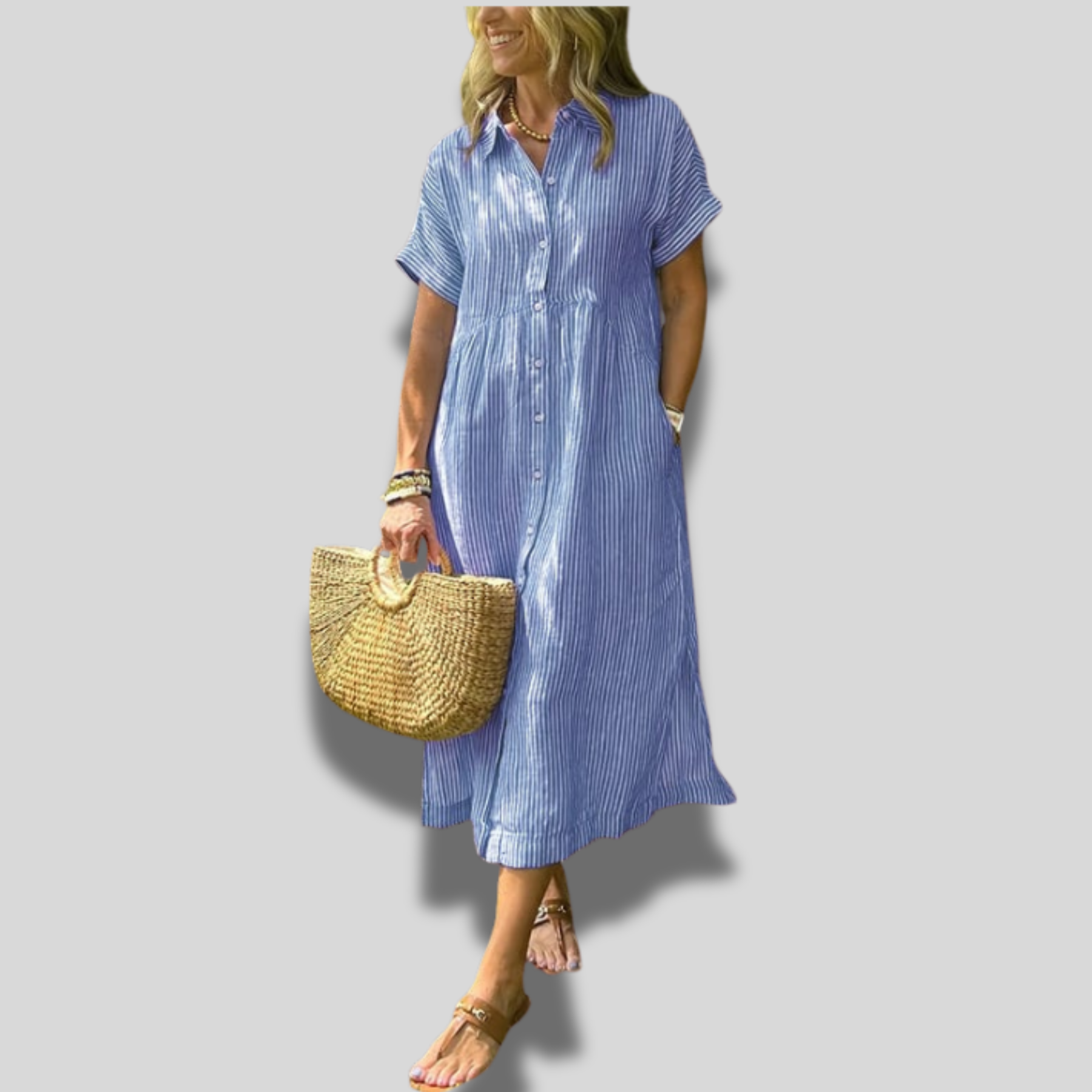 Esaline | Casual Striped Midi Dress