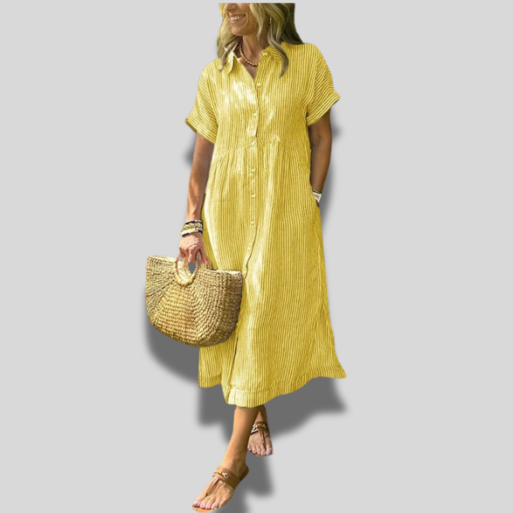 Esaline | Casual Striped Midi Dress