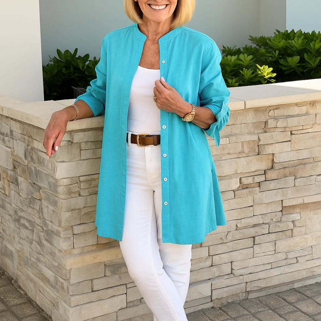 Bow Sleeve Elegant Blouse – Lightweight Button-Up Shirt for Refined Everyday & Work Styling