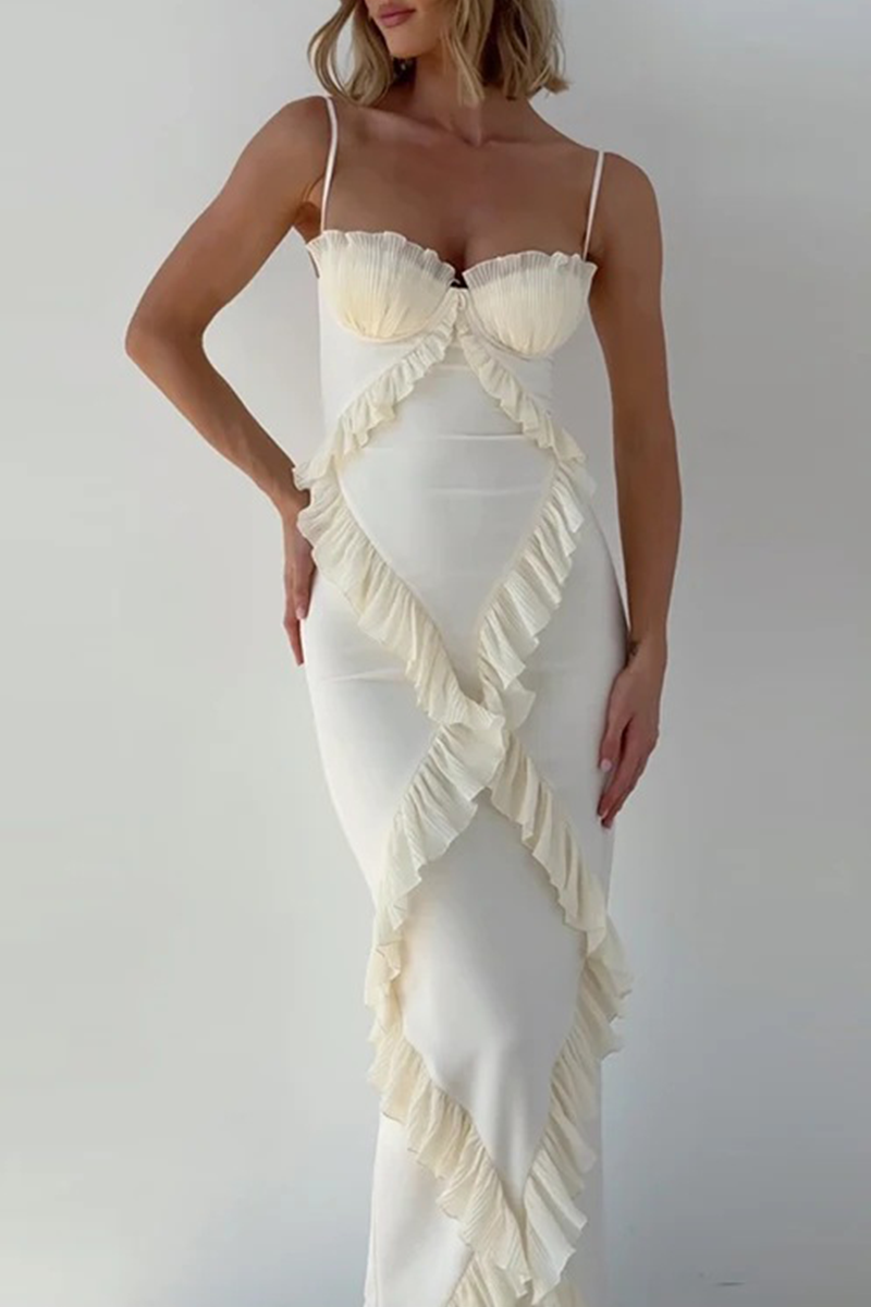 WINONA – SEXY PATCHWORK RUFFLE V-NECK SLING DRESS