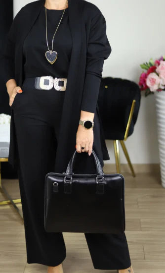 Three-Piece Cardigan Set – Long Cardigan, Top & Bottom Outfit for Elegant Everyday Comfort