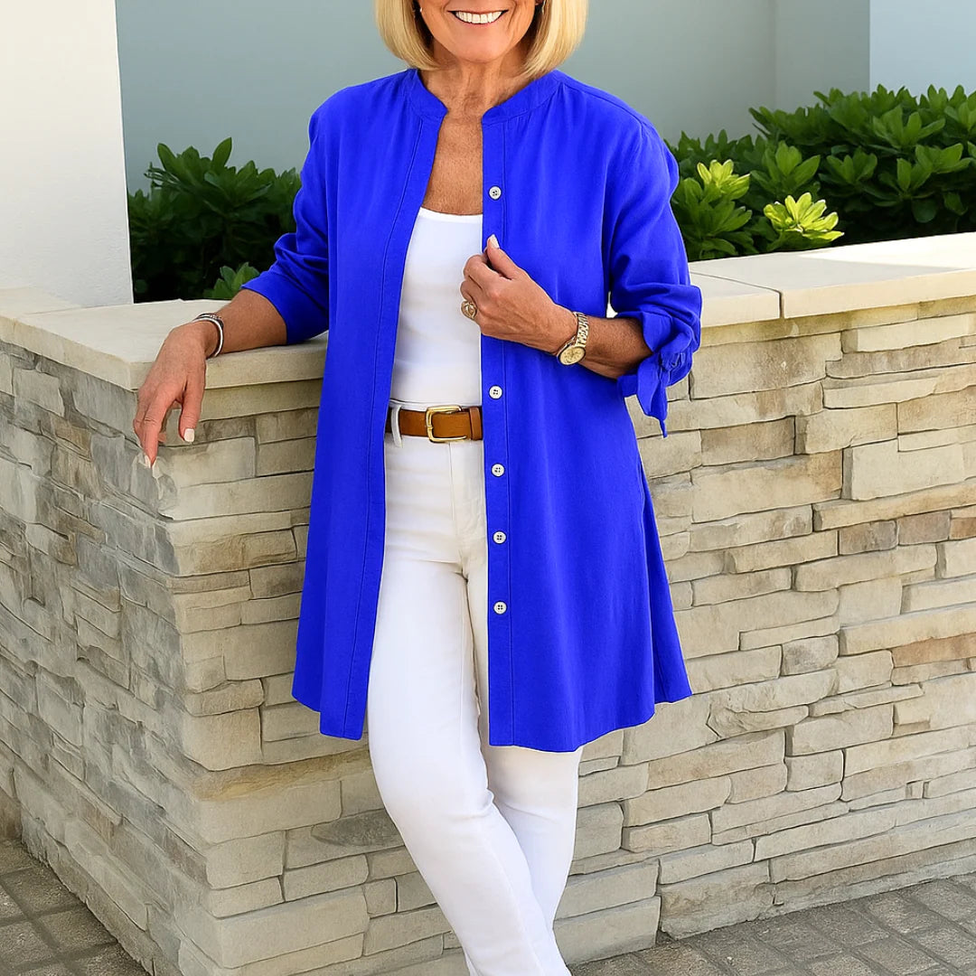 Bow Sleeve Elegant Blouse – Lightweight Button-Up Shirt for Refined Everyday & Work Styling