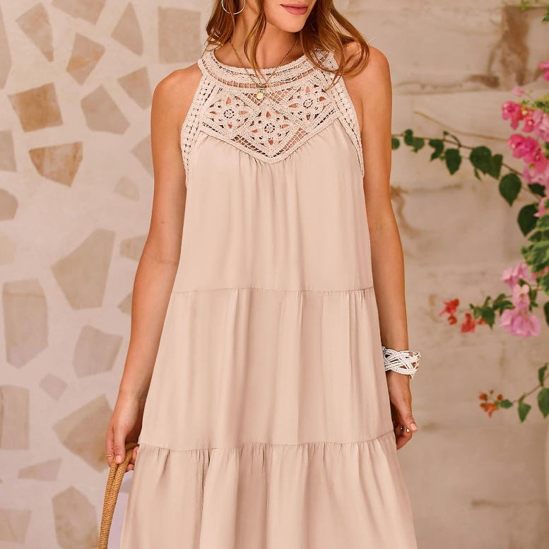 EleganceFlow™ High-Waist Sleeveless Maxi Dress
