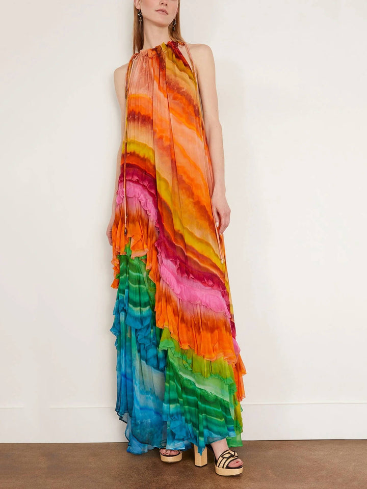 Velia - Flowy Ankle-Length Chiffon Dress