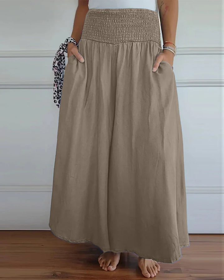 Comfy Wide-Leg Pants – High Waist Smocked Trousers for Casual & Lounge Wear