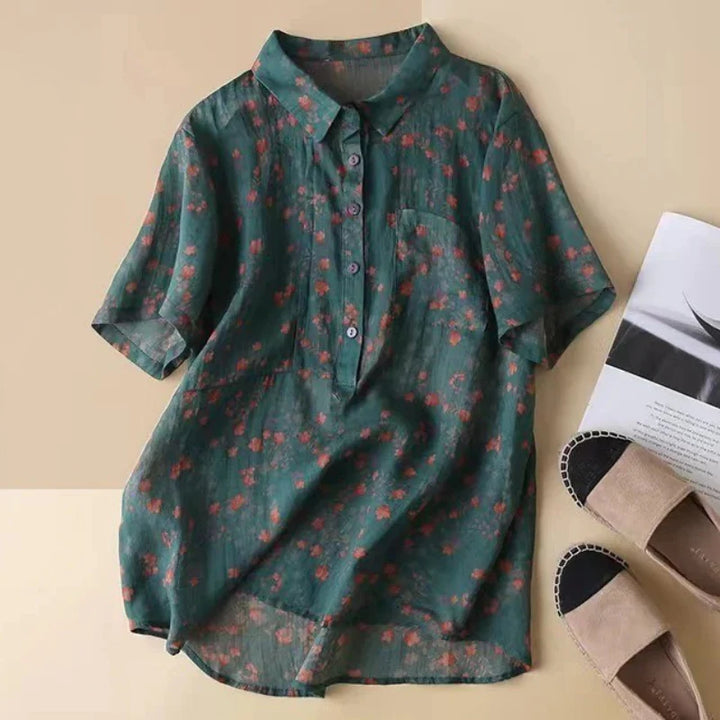 Floral Half-Placket Shirt – Lightweight Relaxed Fit Top for Casual & Everyday Styling