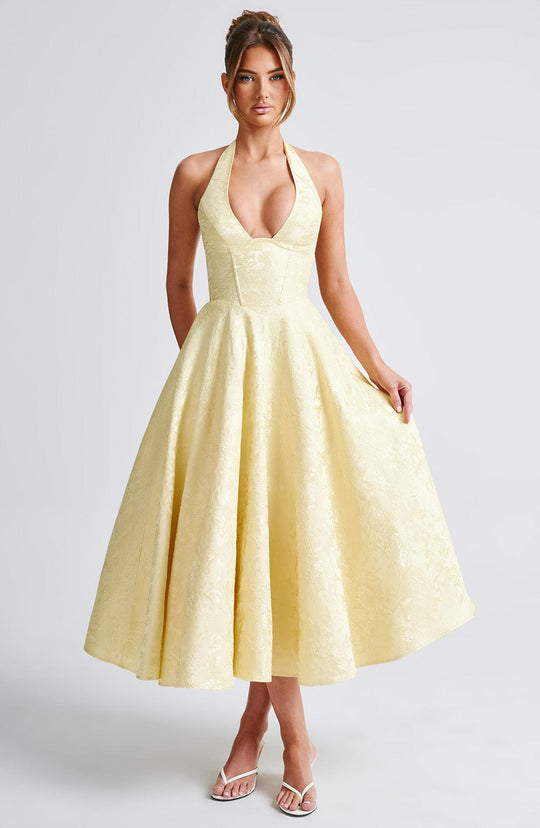SIENNA – ELEGANT HALTER MIDI DRESS