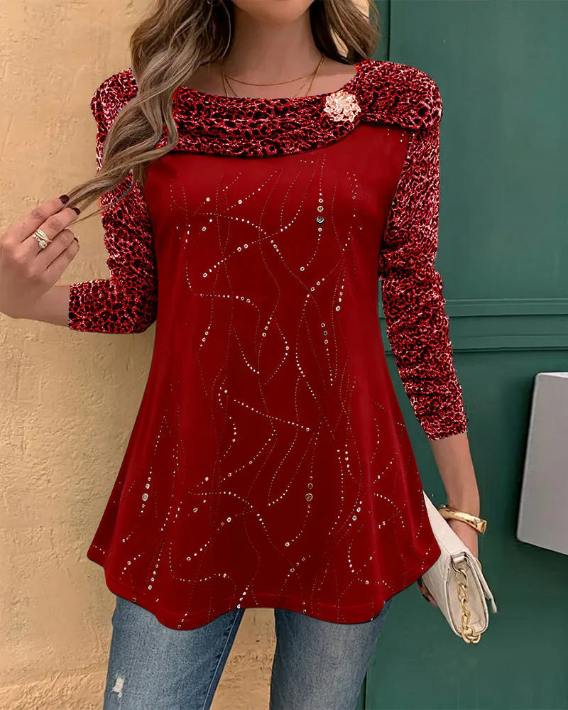 Leopard Print Long Sleeve Top – Lightweight Statement Blouse for Casual & Smart Styling