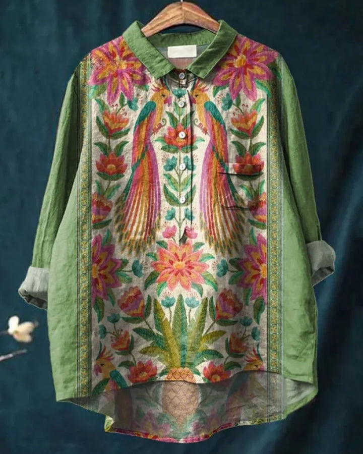 Floral Button-Down Shirt – Lightweight Elegant Top for Casual & Smart Everyday Styling