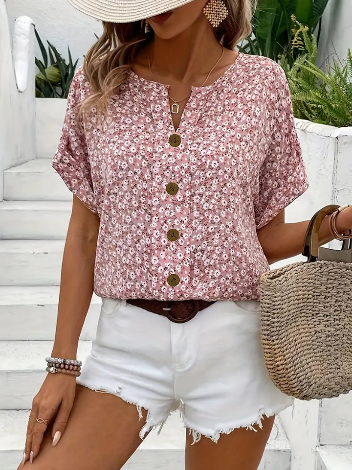 Chic Floral Print Blouse – Lightweight Elegant Top for Everyday & Smart Casual Styling