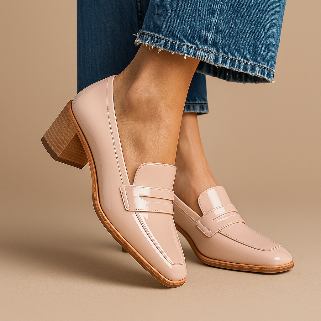 Elaine élégantes mocassins en cuir poli
