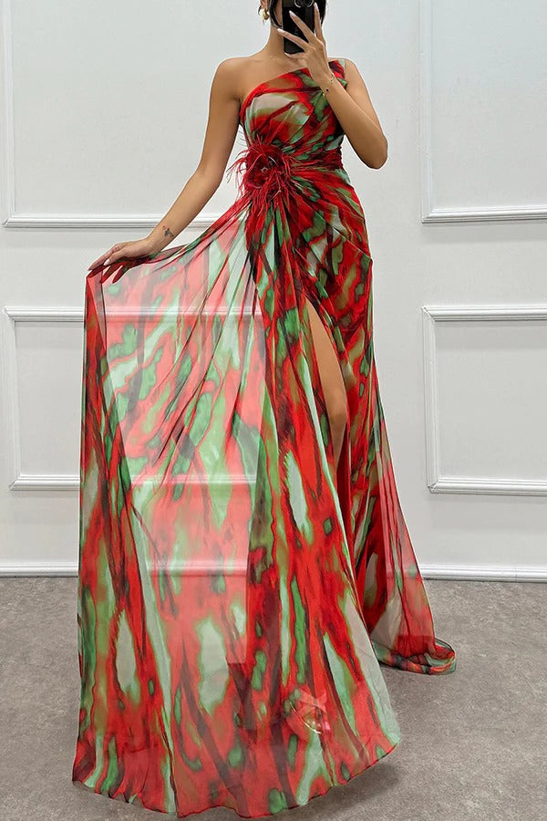 Eva - Trendy Skew Collar One Shoulder Party Dress