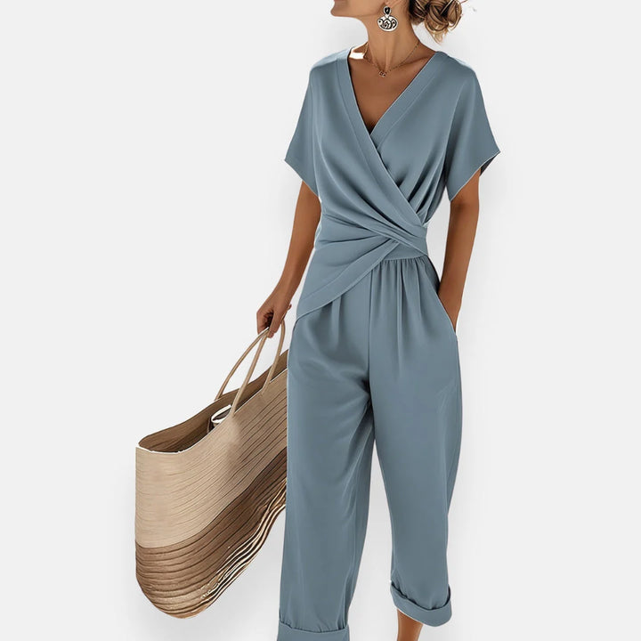 Women’s Draped Knot Jumpsuit – Elegant One-Piece Outfit for Evening, Events & Smart Casual Wear