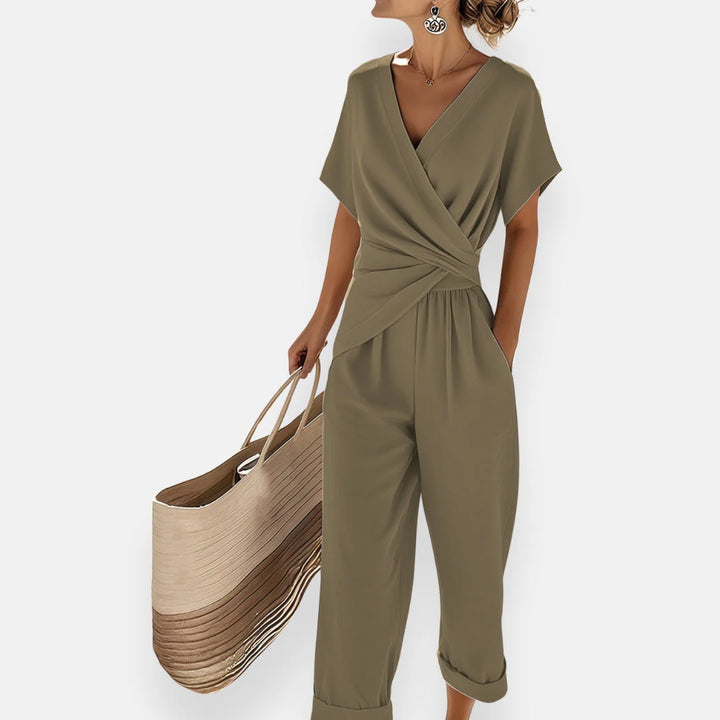 Women’s Draped Knot Jumpsuit – Elegant One-Piece Outfit for Evening, Events & Smart Casual Wear
