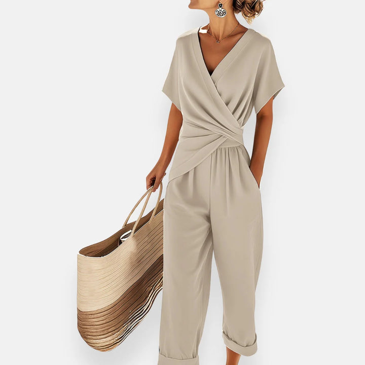Women’s Draped Knot Jumpsuit – Elegant One-Piece Outfit for Evening, Events & Smart Casual Wear