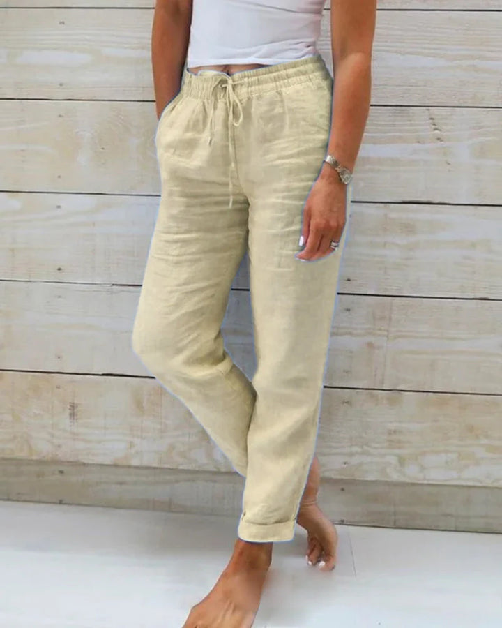 Cotton Linen Tailored Trousers – Luxe Lightweight Pants for Elegant Work & Summer Styling